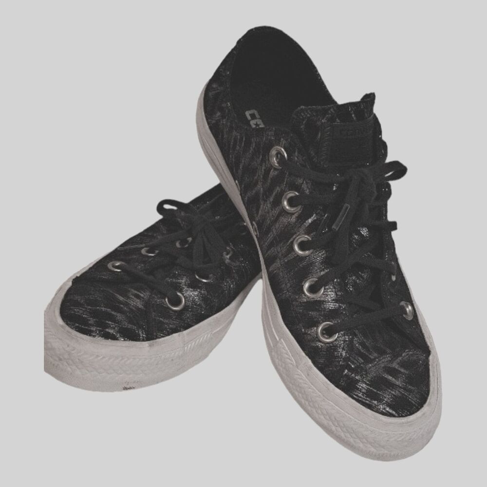 Converse Chuck Taylor All Star Black Metallic Leopard Print Women's Shoes 6